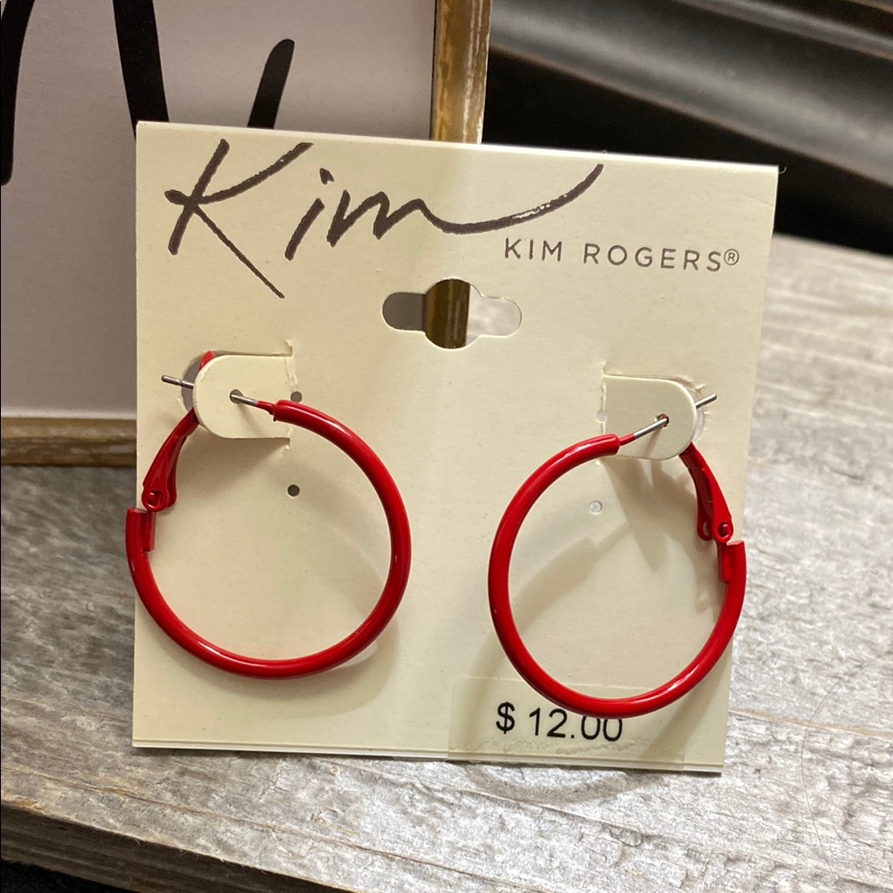 Kim Rogers Nwt Red Hoop Pierced Earrings 8$